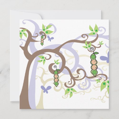 Magic Trees Twins Girl Boy Peas in Pod Baby Shower Personalized Announcements