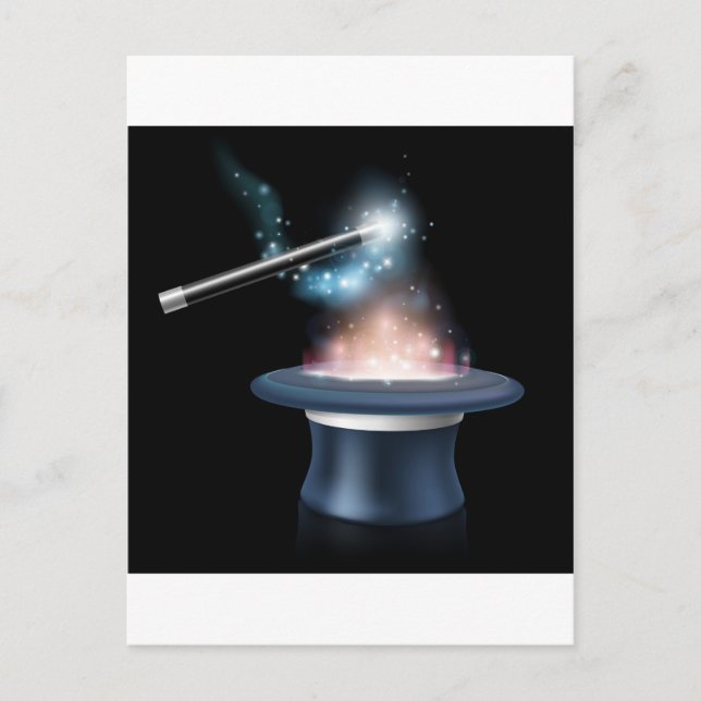 Magic trick hat and wand postcard (Front)