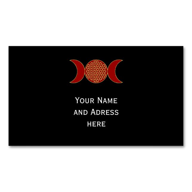 Magic Triple Moon - Spirit Flower Of Life 1 Business Card Magnet (Front)