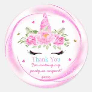 Magic Unicorn Barty Thank You Favor Classic Round Sticker
