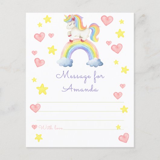 magic unicorn birthday time capsule message (Front)