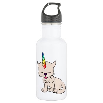 Magic Unicorn Cat = Kittycorn Stainless Steel Water Bottle by giftsbygenius at Zazzle