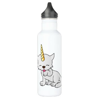 Magic Unicorn Cat = Kittycorn Water Bottle by giftsbygenius at Zazzle