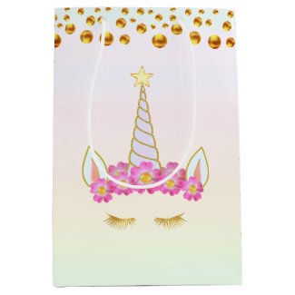 Magic Unicorn Flowers & Gold Confetti Medium Gift 