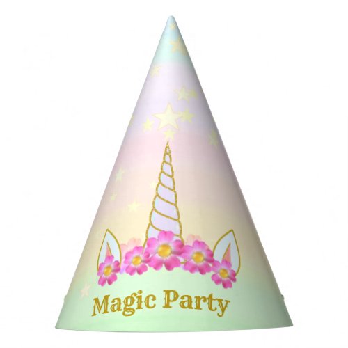 Magic Unicorn Flowers  Stars Party Hat