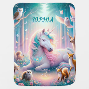 Magic Unicorn, Nursery Baby/ Kids Custom Name Baby Blanket
