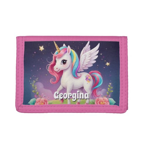 Magic Unicorn Personalized Trifold Wallet