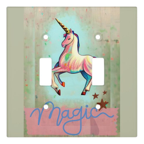 Magic unicorn   pet ID tag Light Switch Cover