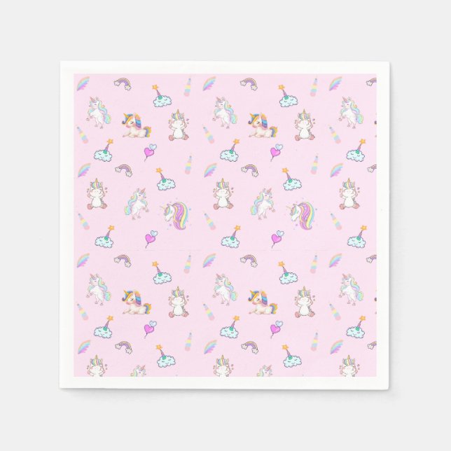 Magic Unicorn rainbow gradient 1st birthday party Napkins (Front)