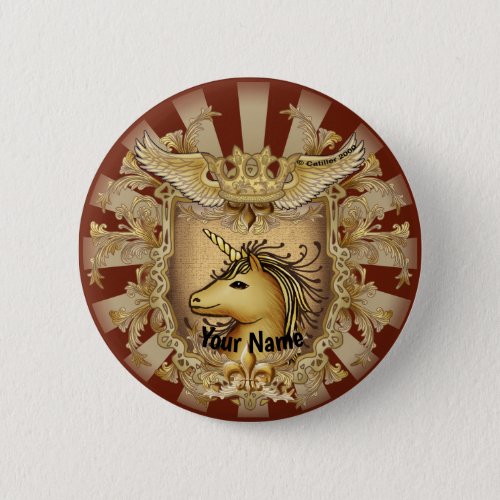 Magic Unicorn Shield custom name  pin