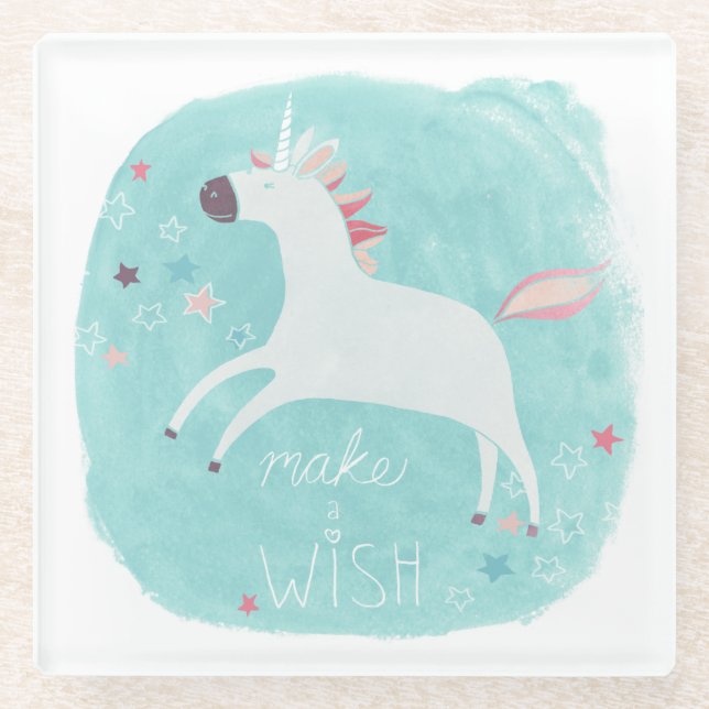 Magic Unicorn Squad - Make a Wish Glass Coaster (Front)
