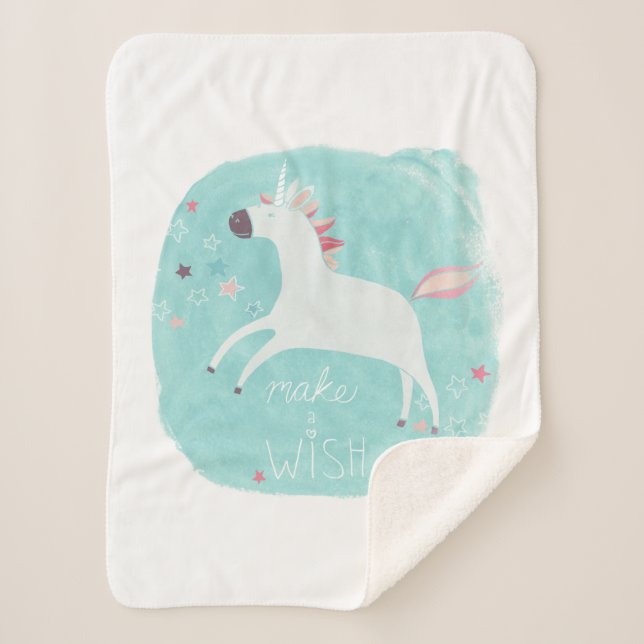 Magic Unicorn Squad - Make a Wish Sherpa Blanket (Front)