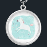 Magic Unicorn Squad - Make a Wish Silver Plated Necklace<br><div class="desc">Magic Unicorn Squad II by June Erica Vess. Features a unicorn against a pastel background.</div>