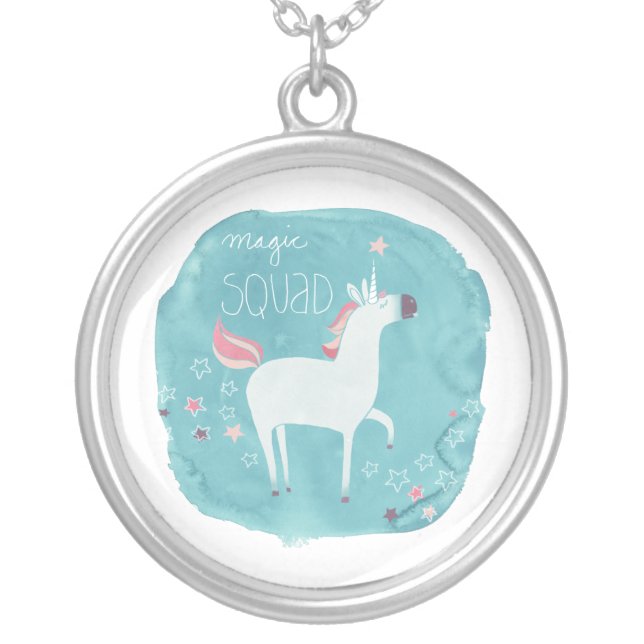 Magic Unicorn Squad Silver Plated Necklace (Front)