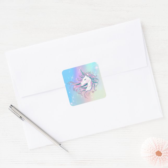 Magic Unicorn Square Sticker (Envelope)
