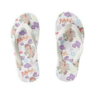 Magic Unicorn White. Kid's Flip Flops