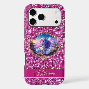 Magic Unicorn With Pink Glitter And Name iPhone 17 Pro Max Case