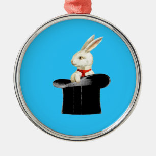 magic vintage top hat rabbit metal ornament