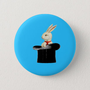 magic vintage top hat rabbit pinback button
