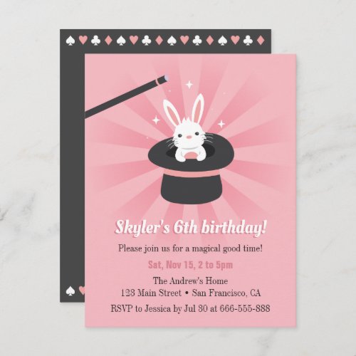 Magic Wand and Bunny Kids Birthday Party Invitation