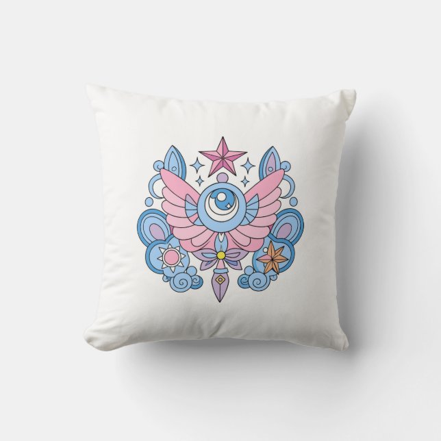 Magic wand. Anime style Throw Pillow (Front)