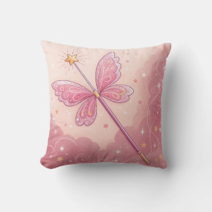 Magic Wand & Fairy Wings Nursery Art – Sparkly Throw Pillow