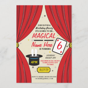 Magic Wand Magician Any Age Birthday Party Invite