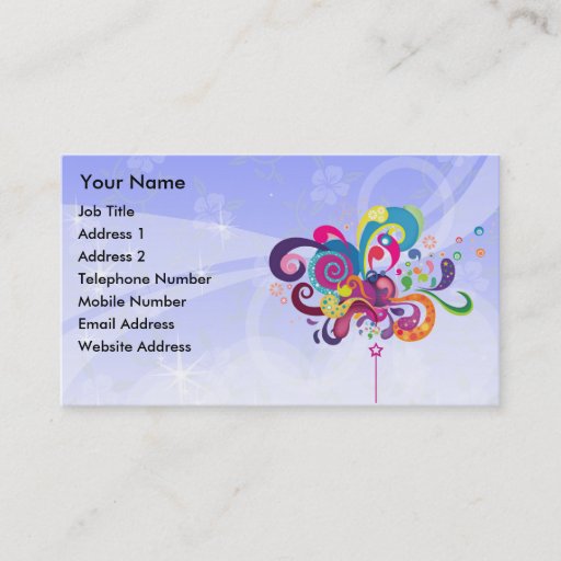 Customizable Magic Wand of Color Blue Background Business Card Templates