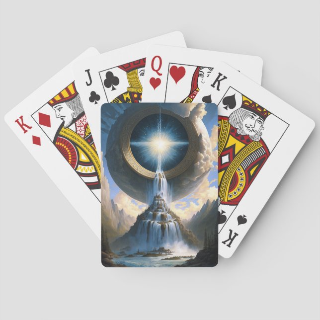 Magic Waterfall Surreal Fantasy Art Poker Cards (Back)