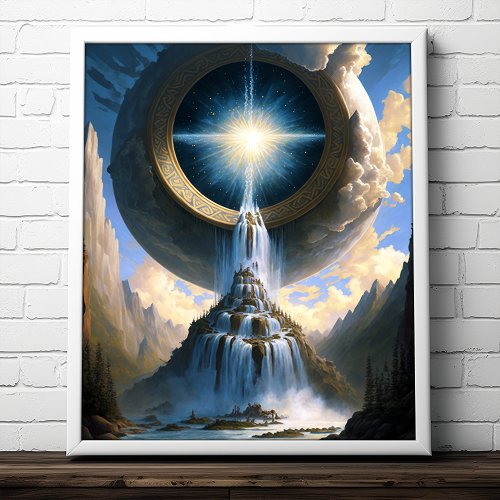 Magic Waterfall Surreal Fantasy Art Poster