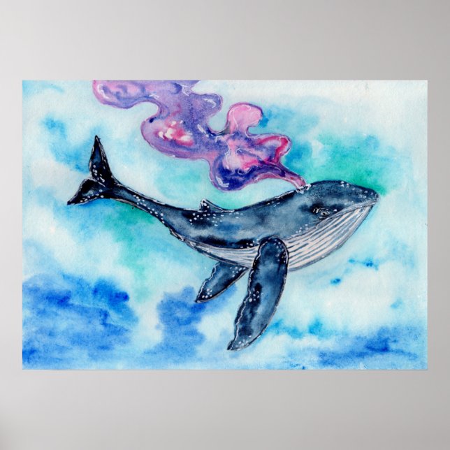 Magic Whale Watercolor Poster (Front)