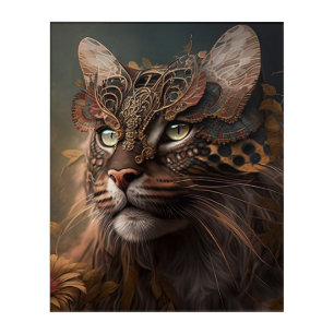 Magic wild cat with in a steampunk mask AI art