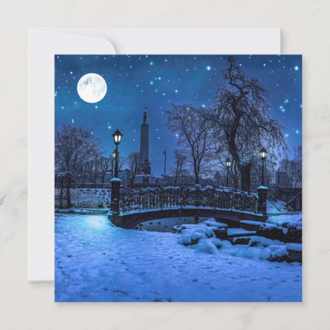 Magic winter night with starry sky and full moon (Front)