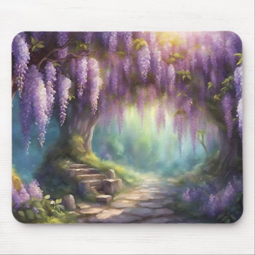 Magic Wisteria Forest Mouse Pad