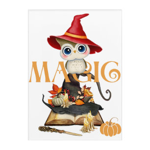 Magic Witch Owl Fall Themed Acrylic Print