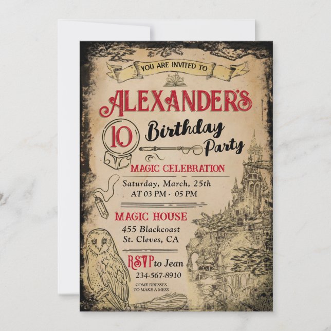 Magic Wizard Birthday Party Invitation (Front)