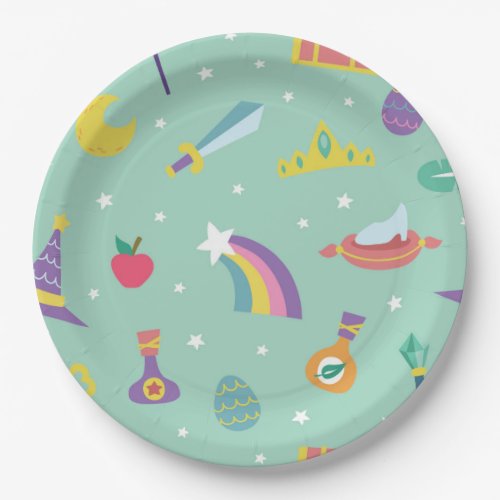MAGIC WIZARD FAIRY TALE ELEMENTS mint background Paper Plates