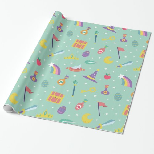 MAGIC WIZARD FAIRY TALE ELEMENTS mint background Wrapping Paper