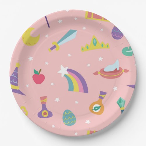 MAGIC WIZARD FAIRY TALE ELEMENTS pink background Paper Plates
