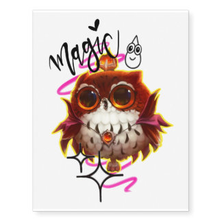 Magic Wizard Owl Temporary Tattoos
