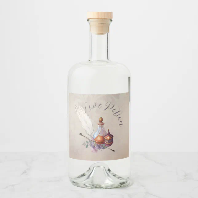 Magic Wizard Watercolor Love Potion Liquor Bottle Label | Zazzle