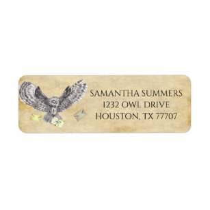 Magic Wizard Witch School Owl  Label