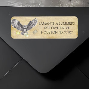 Magic Wizard Witch School Owl  Label