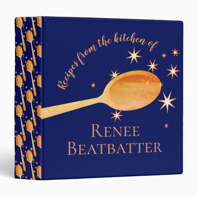 Magic wooden mixing spoon cookbook recipe binder (Front/Spine)