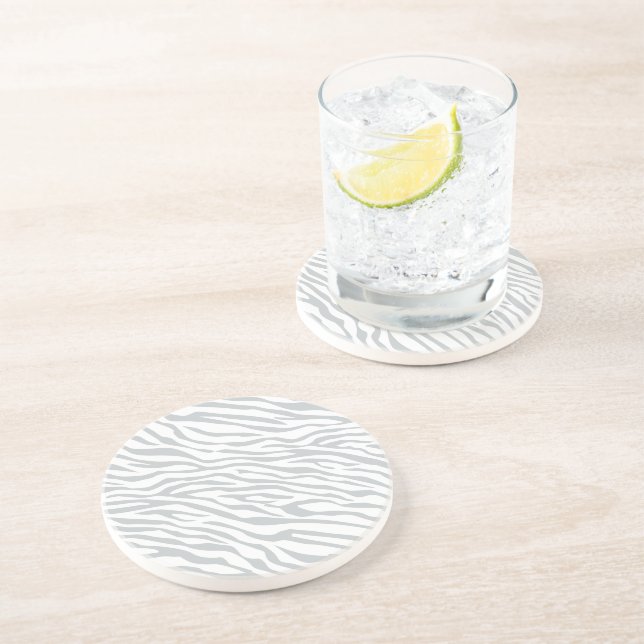 Magic Zebra Stripes Click to Customize Grey Color Coaster (Side)