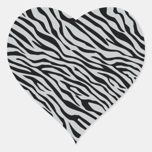 Magic Zebra Stripes Click to Customize Grey Color Heart Sticker