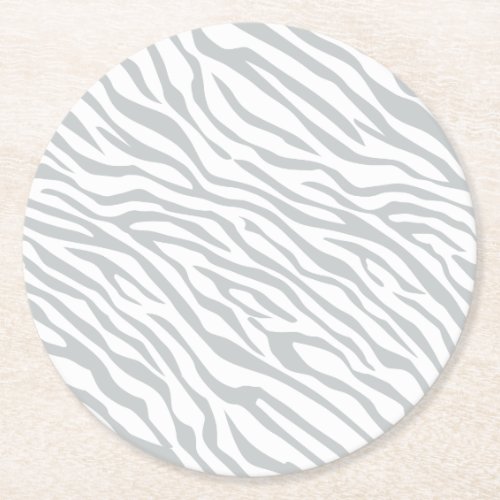 Magic Zebra Stripes Click to Customize Grey Color Round Paper Coaster
