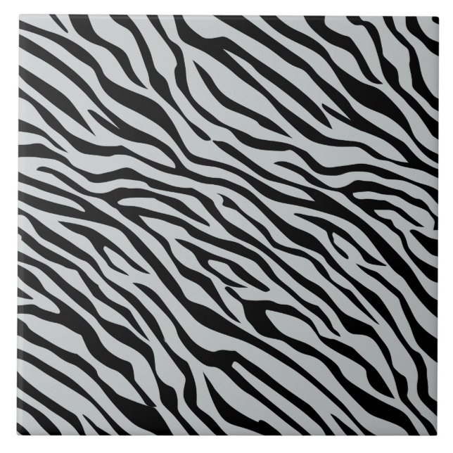 Magic Zebra Stripes Click to Customize Grey Color Tile (Front)