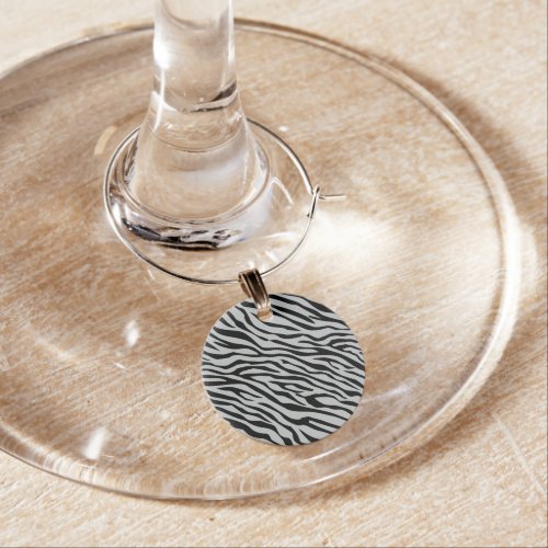Magic Zebra Stripes Click to Customize Grey Color Wine Glass Charm
