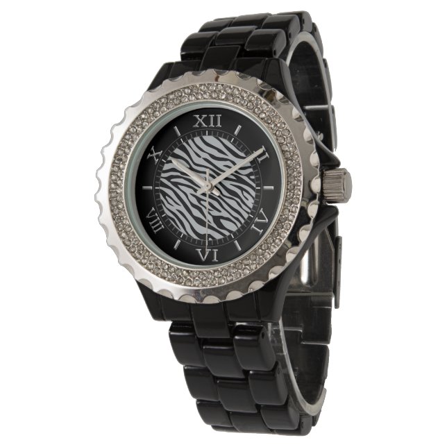 Magic Zebra Stripes Dial Click to Customize Grey Watch (Angled)